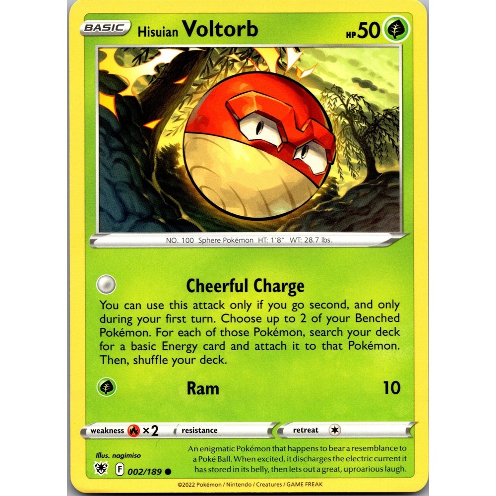 Pokemon Hisuian Voltorb 002/189 Astral Radiance Common Grass Card LP